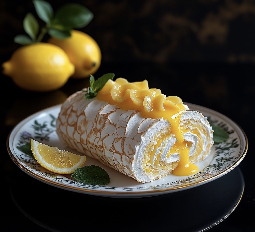 меренговый рулет с лимонным курдом